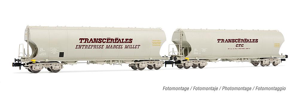 [ARNOLD HN6558  ] ARNOLD HN6558  1/160   SNCF, 2 pièces, 4 essieux. Wagon à toit pivotant, avec parois de silo bombées pour le transport de céréales 