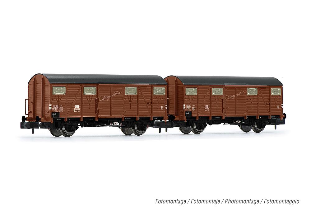 ARNOLD HN6568   N  DB, 2 wagons de marchandises couverts à 2 essieux Gmhs 55 