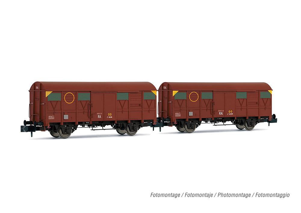 [ARNOLD HN6575  ] ARNOLD HN6575   N  RENFE, coffret de 2 wagons de marchandises couverts à 2 essieux J2 