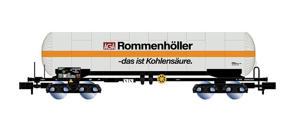 ARNOLD HN6599  1/160   DB, Wagon-citerne à gaz isolé à 4 essieux, blanc/orange, Rommenhäller 