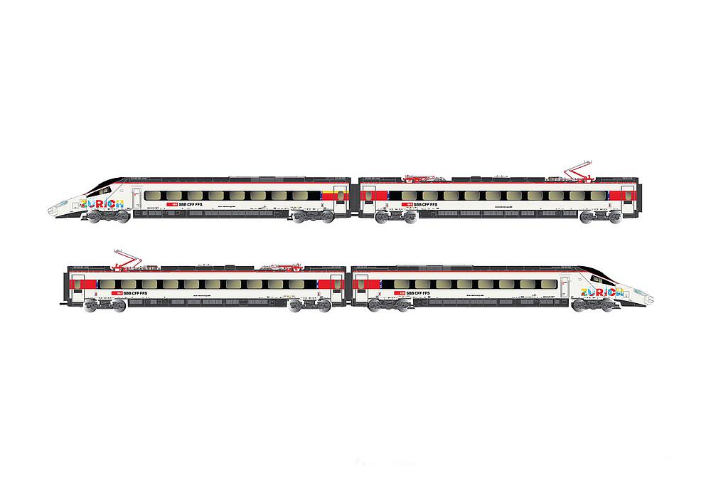 ARNOLD HN2567S   N  CFF, Coffret de 4 rames automotrices électriques RABe 503 018, avec son numérique 