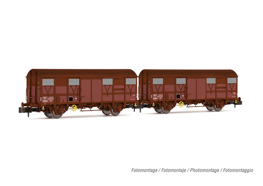 [ARNOLD HN6570  ] ARNOLD HN6570   N  SNCF, 2 wagons de marchandises couverts à 2 essieux Kv Permaplex 