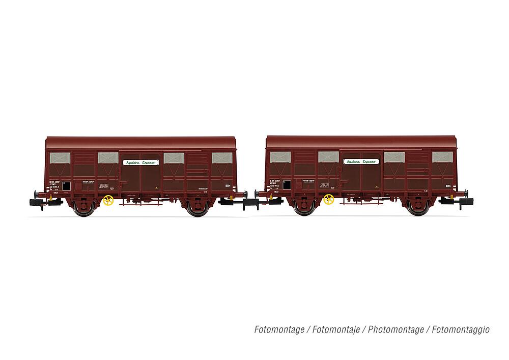 ARNOLD HN6572   N  SNCF, coffret de 2 wagons de marchandises couverts à 2 essieux G4 Permaplex 