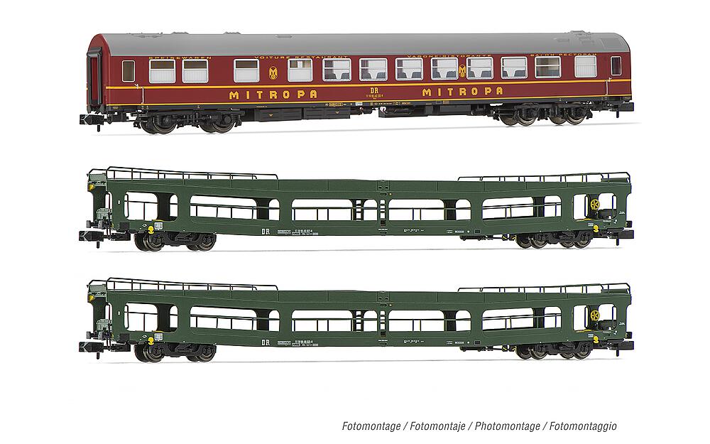 ARNOLD HN4424   N  DR, Coffret de 3 voitures OSShD type B pour trains voyageurs Spree-Alpen-Express 