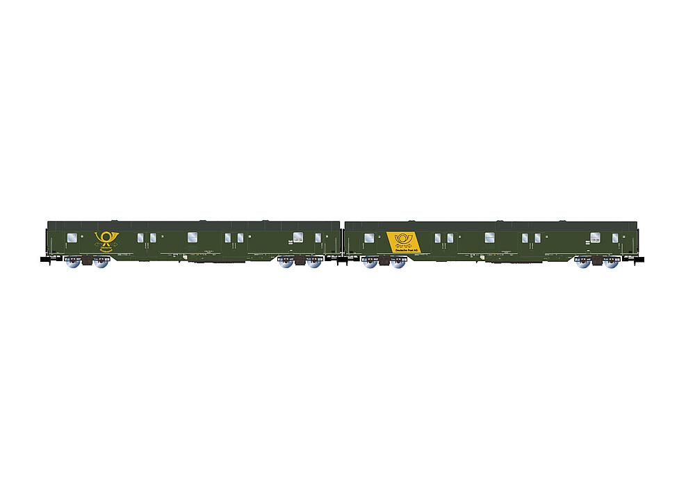 ARNOLD HN4425   N  Deutsche Bundespost, coffret de 2 wagons à 4 essieux. Wagon postal 