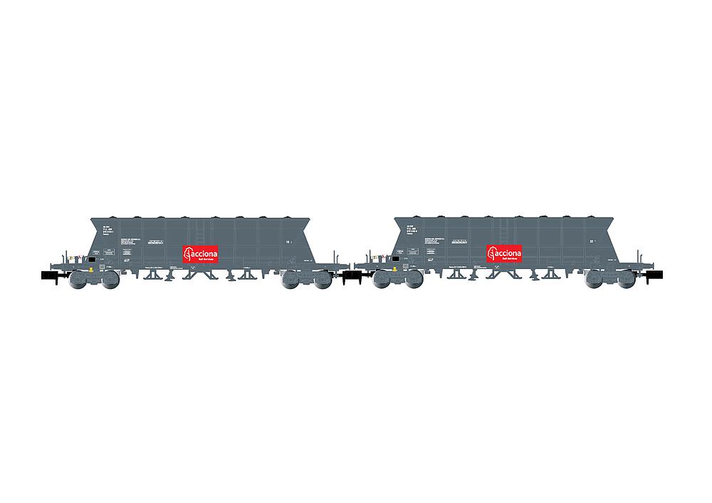 ARNOLD HN6618   N  ACCIONA, coffret de 2 wagons à 4 essieux. Wagon à déchargement automatique Faoos 