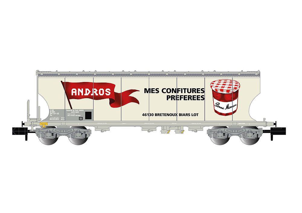 ARNOLD HN6622   N  SNCF, Coffret de 2 wagons à 4 essieux. Wagon à toit pivotant avec parois de silo bombées pour le transport de céréales 