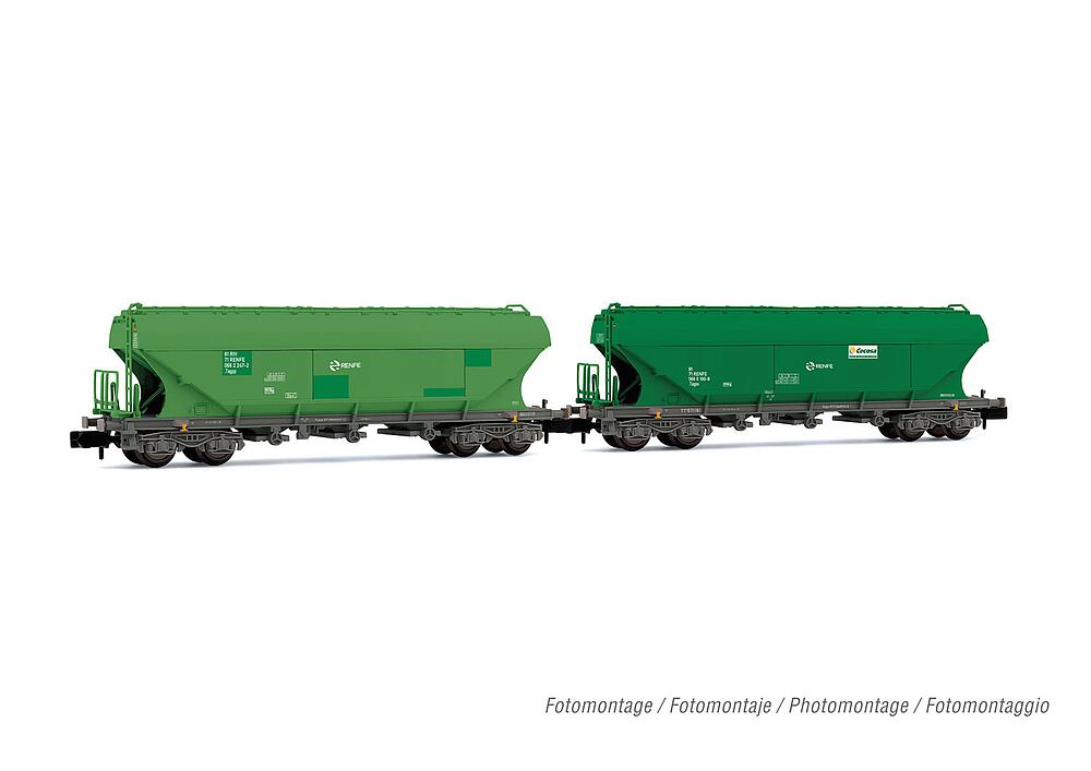 ARNOLD HN6624   N  RENFE, set de 2 pièces, 4 essieux. Wagon-silo TT5 avec parois de silo plates 