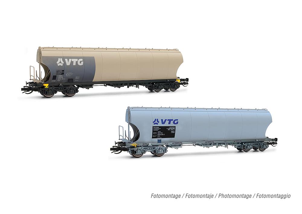 ARNOLD HN9734   TT  D-VTG, 2 pièces, 4 essieux. Wagon à toit pivotant pour le transport de céréales 