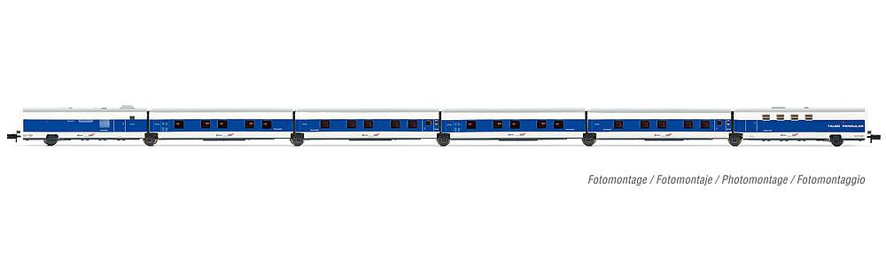 ARNOLD HN4355  1/160   SNCF/RENFE, set de base de 6 pièces, Talgo, Francisco de Goya (Paris-Madrid), bleu/blanc 