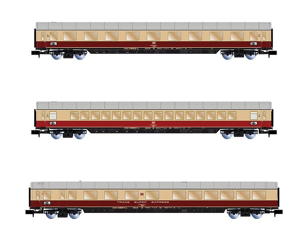 ARNOLD HN4364  1/160   DB, Coffret de 3 voitures voyageurs, TEE Bavaria, rouge/beige 