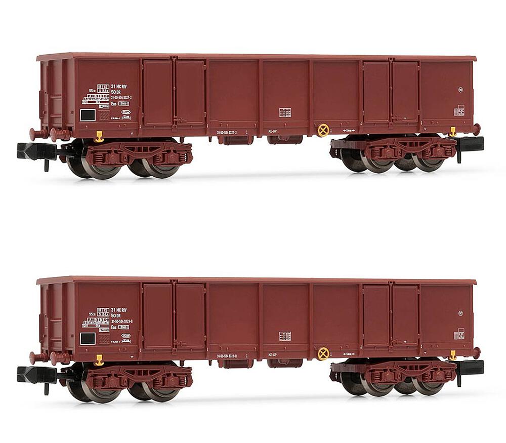 ARNOLD HN6532  1/160   DR, Coffret de 2 wagons de marchandises découverts à 4 essieux Eas, brun, chargés de ferraille 