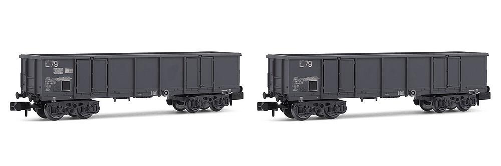 ARNOLD HN6535  1/160   SNCF, Coffret de 2 wagons de marchandises découverts à 4 essieux Eaos, gris, chargés de ferraille 