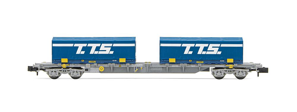 ARNOLD HN6582   N  SNCF, wagon porte-conteneurs 4 essieux 60 Novatrans Sgss, gris, avec 2x 22 conteneurs TTS 