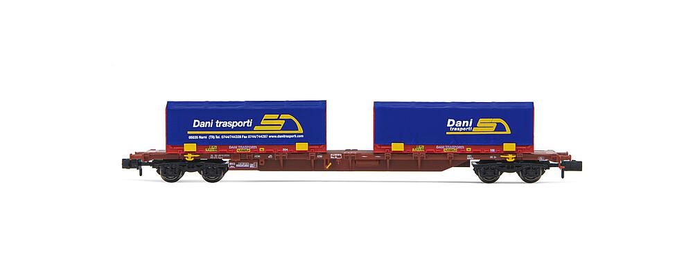 [ARNOLD HN6586  ] ARNOLD HN6586   N  Wagon porte-conteneurs FS Sgnss, brun, avec 2x 22 conteneurs à charbon Dani Transporti 