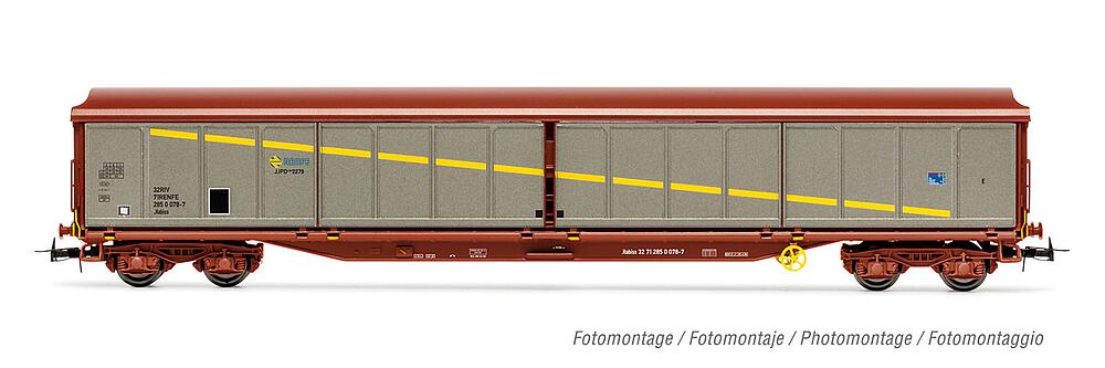 ELECTROTREN HE6046  1/87   RENFE, wagon à 4 essieux. Wagon à parois coulissantes JJPD, brun/argenté 