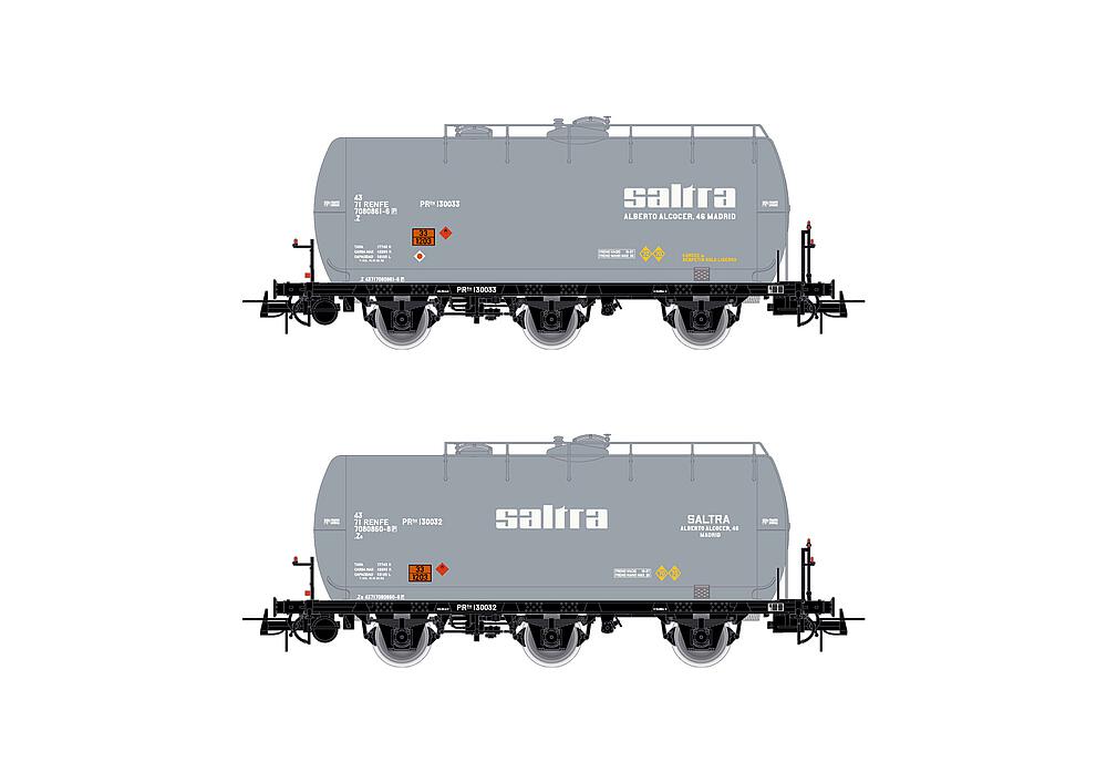 ELECTROTREN HE6051   H0  RENFE, coffret de 2 wagons à 3 essieux. Wagon-citerne 