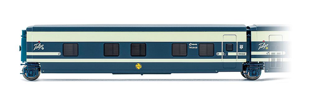 ELECTROTREN HE3360  1/87   RENFE, Trenhotel Talgo, voiture-lits avec porte à gauche, dans sa livrée bleue et beige d'origine 