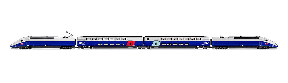 JOUEF HJ2362ACS  1/87   SNCF, rame automotrice électrique 4 pièces TGV Euroduplex, argent/bleu 