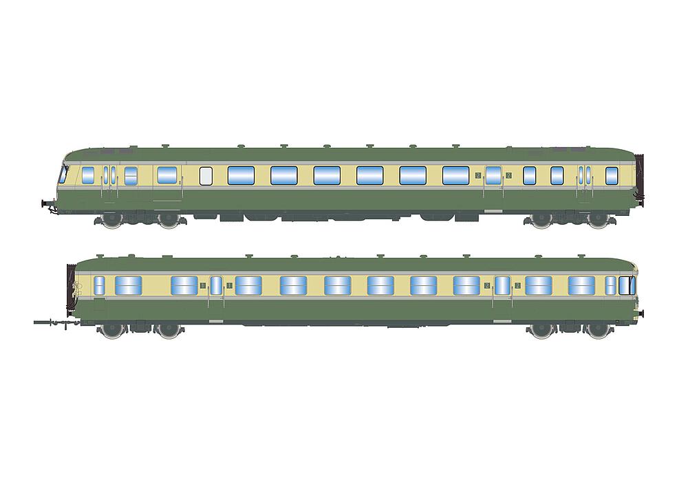 JOUEF HJ2418S   H0  SNCF, automotrice diesel à 2 éléments RGP II X 2717 avec remorque XR 7710, avec son numérique 
