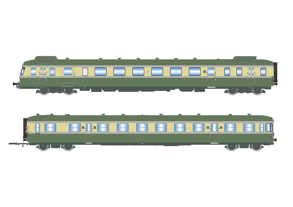 JOUEF HJ2420S   H0  SNCF, automotrice diesel à 2 éléments RGP II X 2712 avec side-car XR 7714, avec son numérique 