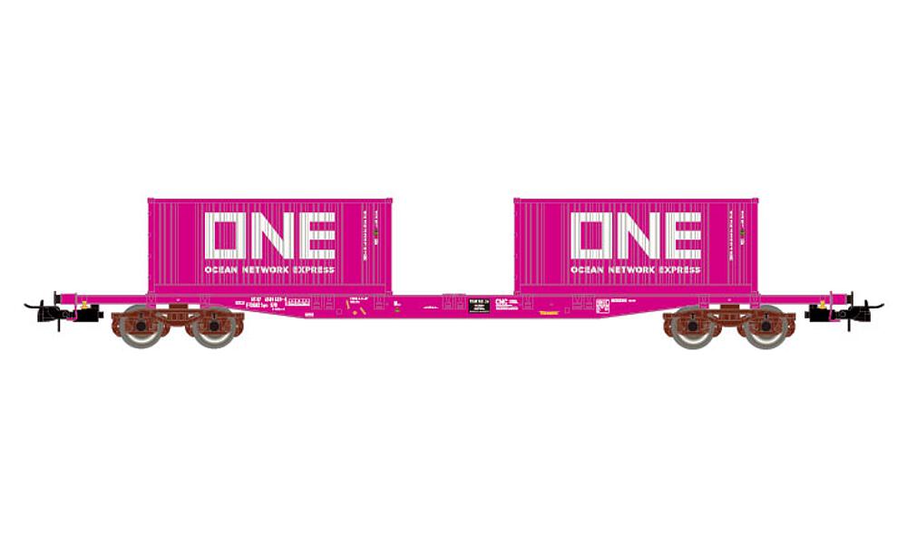 JOUEF HJ6261   H0  TOUAX, wagon à 4 essieux. Wagon porte-conteneurs S7B 