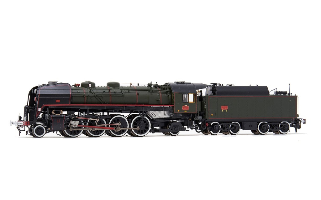 JOUEF HJ2433   H0  Locomotive à vapeur 141 R 1244, tender avec grande trémie à huile, vert/noir avec pneus blancs 