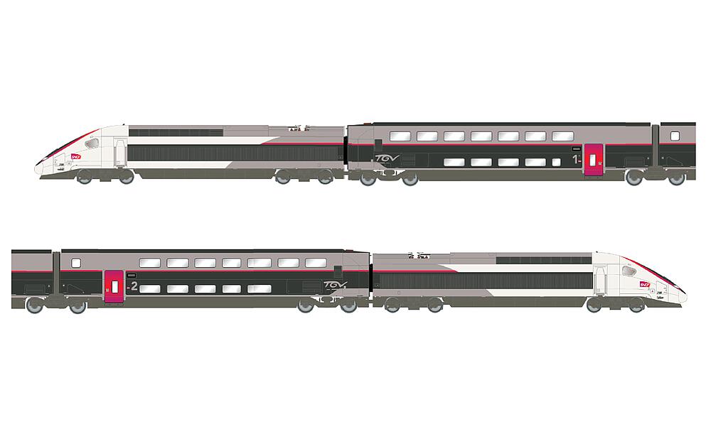 JOUEF HJ2451S   H0  SNCF, Coffret de 4 voitures, TGV Duplex Carmillon, avec son numérique 