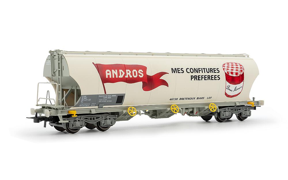 JOUEF HJ6271   H0  SNCF, wagon à 4 essieux. Wagon à toit pivotant avec parois de silo bombées pour le transport de céréales 