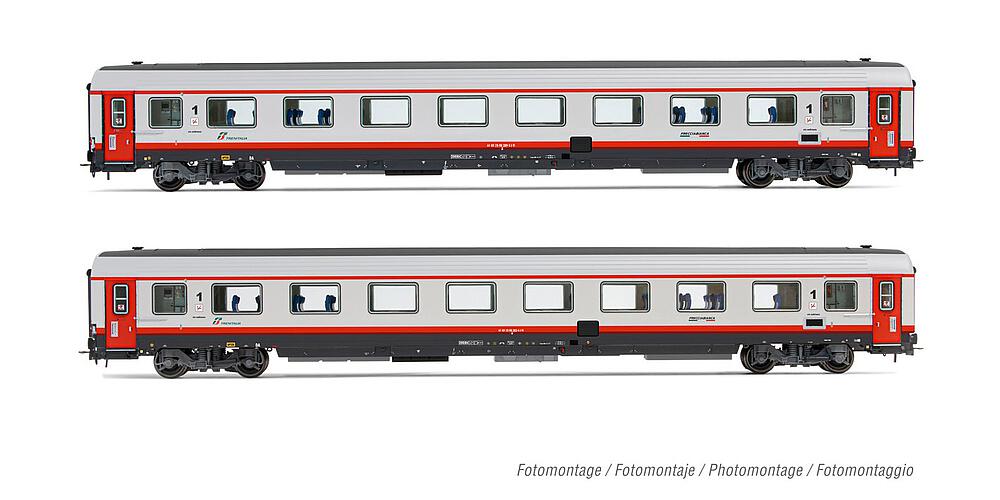 RIVAROSSI HR4351  1/87   FS, set de 2 voitures de 1ère classe Gran Confort, Progetto 901, Frecciabiancamit avec accès rouges. 