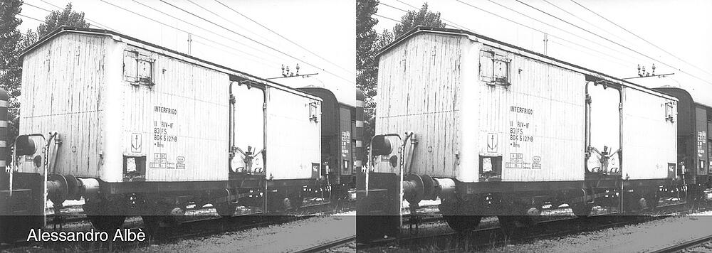 RIVAROSSI HR6563  1/87   FS, set de 2 pièces, 2 essieux. Wagon frigorifique Ifms, avec portes de chargement en tôle, UKLimitage du véhicule, argenté 