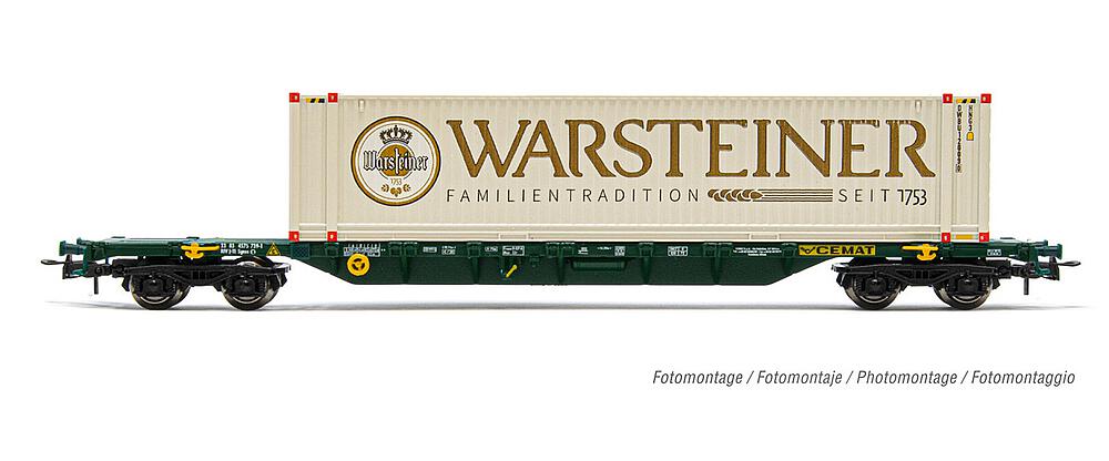 RIVAROSSI HR6578  1/87   4 essieux de la Wagon porte-conteneurs Sgnss, vert, avec 45 conteneurs Warsteiner 