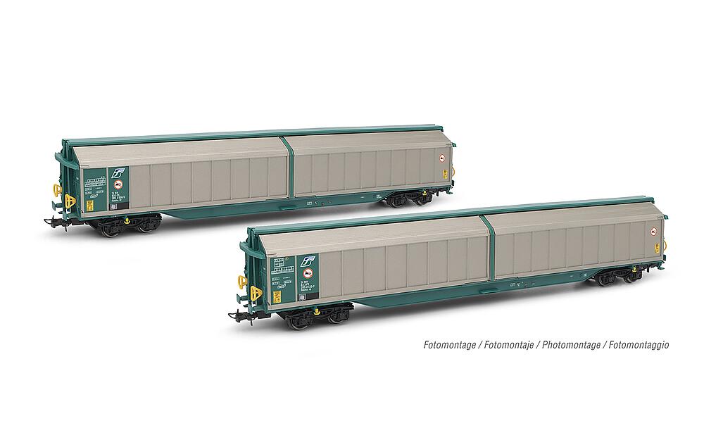 RIVAROSSI HR6598   H0  FS, set de 2 wagons à parois coulissantes Habillss 