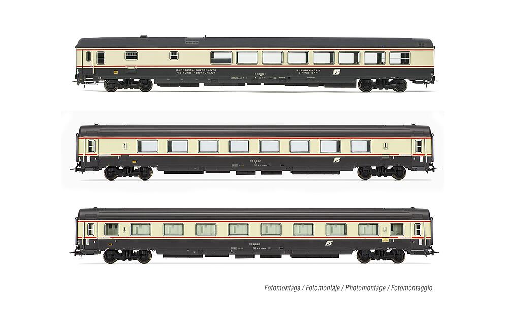 [RIVAROSSI HR4358  ] RIVAROSSI HR4358   H0  FS, coffret de 3 voitures voyageurs IC 572/579 Petruzzelli, Milan - Bari 