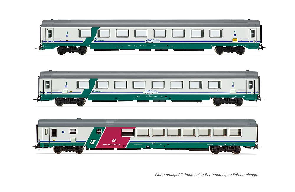 RIVAROSSI HR4359   H0  FS, coffret de 3 voitures IC 507/530 pour trains voyageurs Sila, Turin - Reggio Calabria 