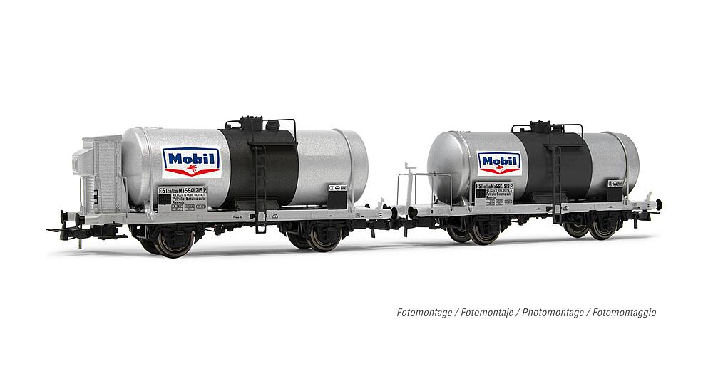 RIVAROSSI HR6607   H0  FS, set de 2 wagons à 2 essieux. Wagon-citerne 