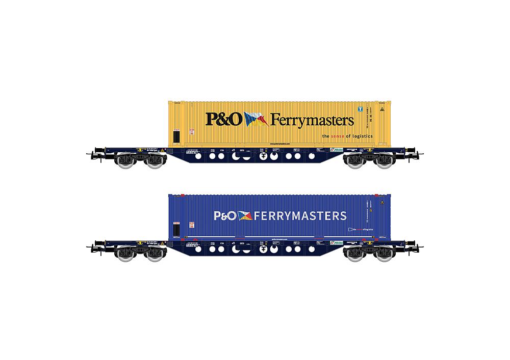 RIVAROSSI HR6614   H0  Mercitalia Intermodal, set de 2 pièces, 4 essieux. Wagon porte-conteneurs Sgnss 