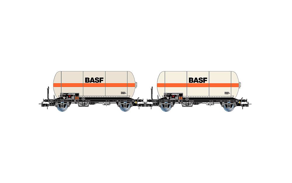 RIVAROSSI HR6618   H0  DB, Coffret de 2 wagons à 2 essieux. Wagon-citerne à gaz 