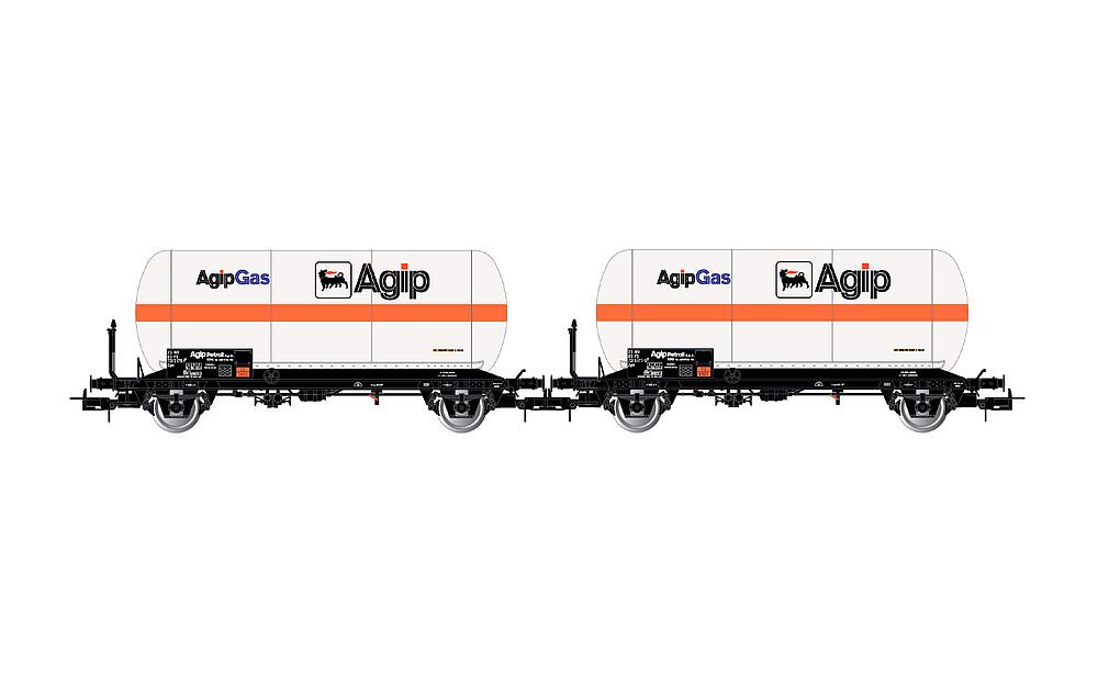 RIVAROSSI HR6620   H0  FS, coffret de 2 wagons à 2 essieux. Wagon-citerne à gaz 