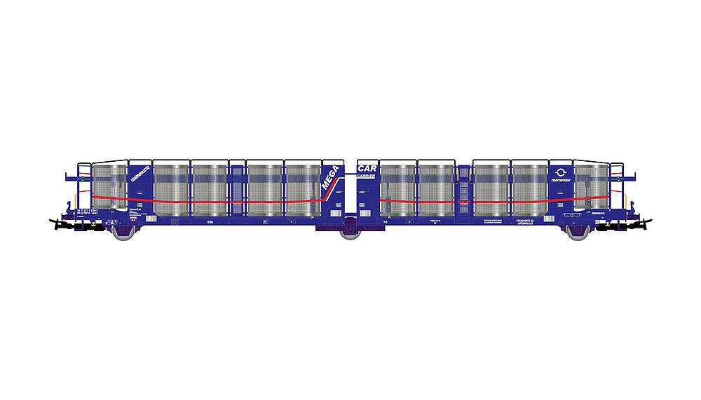 RIVAROSSI HR6623   H0  TRANSFESA/POOL HISPANAUTO, camion à 3 essieux. Wagon de transport de voitures Laeks Mega Car C 