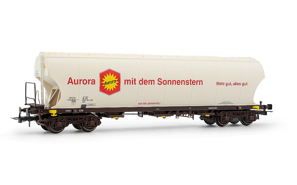 RIVAROSSI HR6625   H0  DB, wagon à 4 essieux. Wagon à toit pivotant avec parois de silo bombées 