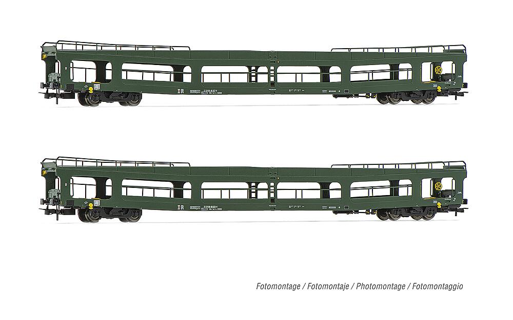 RIVAROSSI HR4380   H0  DR, Coffret de 2 voitures de transport de voitures DDm 916 