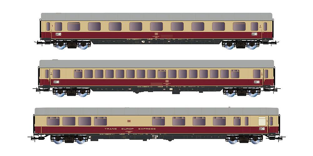 RIVAROSSI HR4305  1/87   DB, coffret de 3 voitures voyageurs TEE Helvetia, Hambourg-Zurich, 