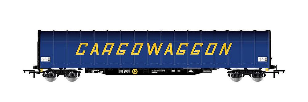 RIVAROSSI HR6497  1/87   BR, Wagon à bâche coulissante à 4 essieux, bleu, Cargowaggon 