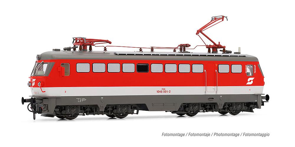 RIVAROSSI HR2856S  1/87   ÖBB, locomotive électrique 1046 001-2, rouge/gris 