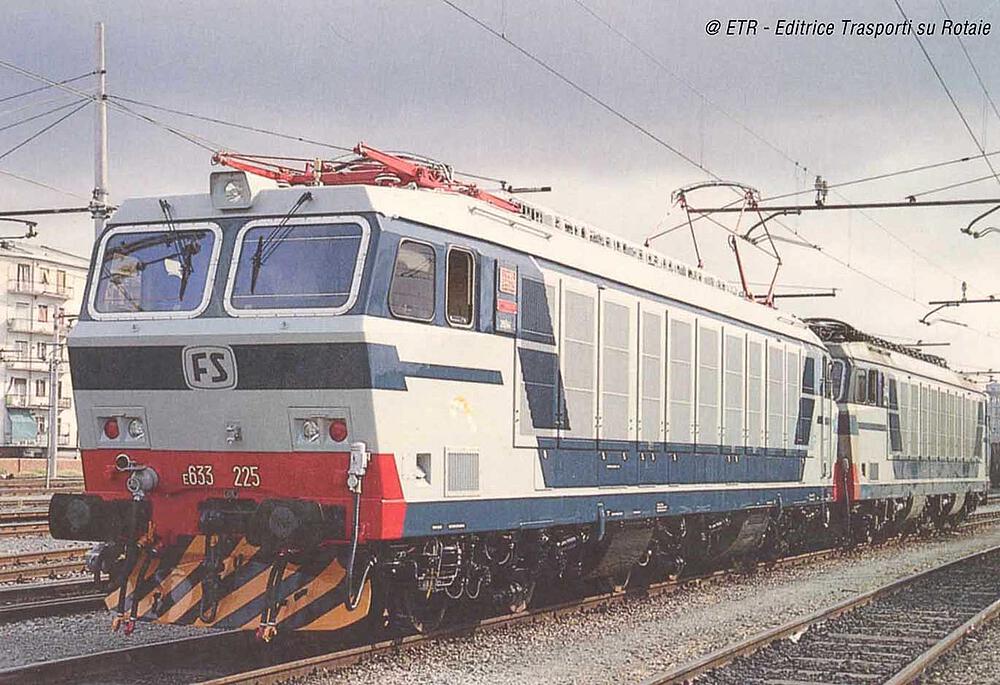 RIVAROSSI HR2875S  1/87   FS, coffret de 2 locomotives électriques série E.633 200 (toutes deux motorisées), bleu/gris 