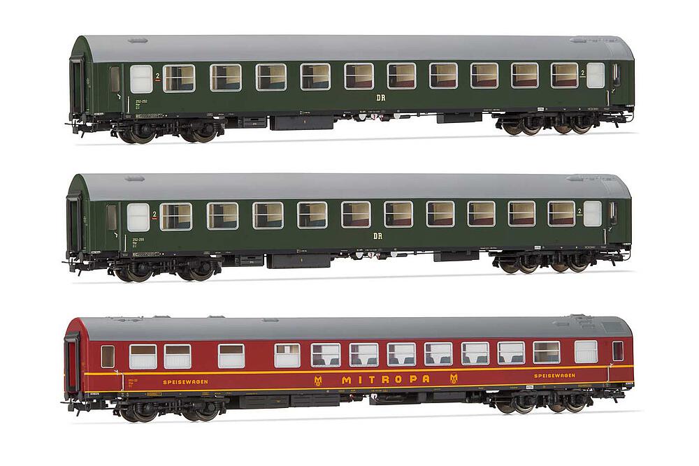 RIVAROSSI HR4328  1/87   DR, Coffret de 3 voitures de voyageurs, Vert 