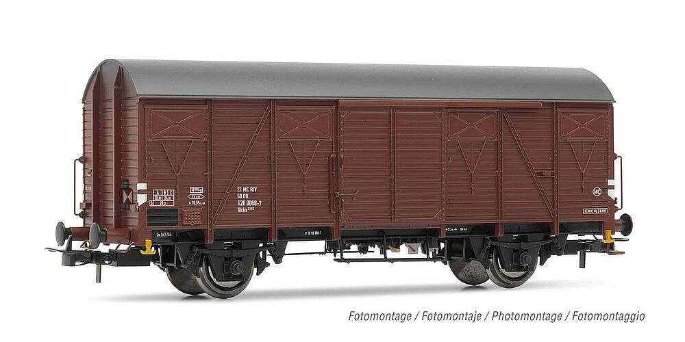 RIVAROSSI HR6504  1/87   DR, wagon de marchandises couvert à 2 essieux Gs avec signal de fin de convoi 
