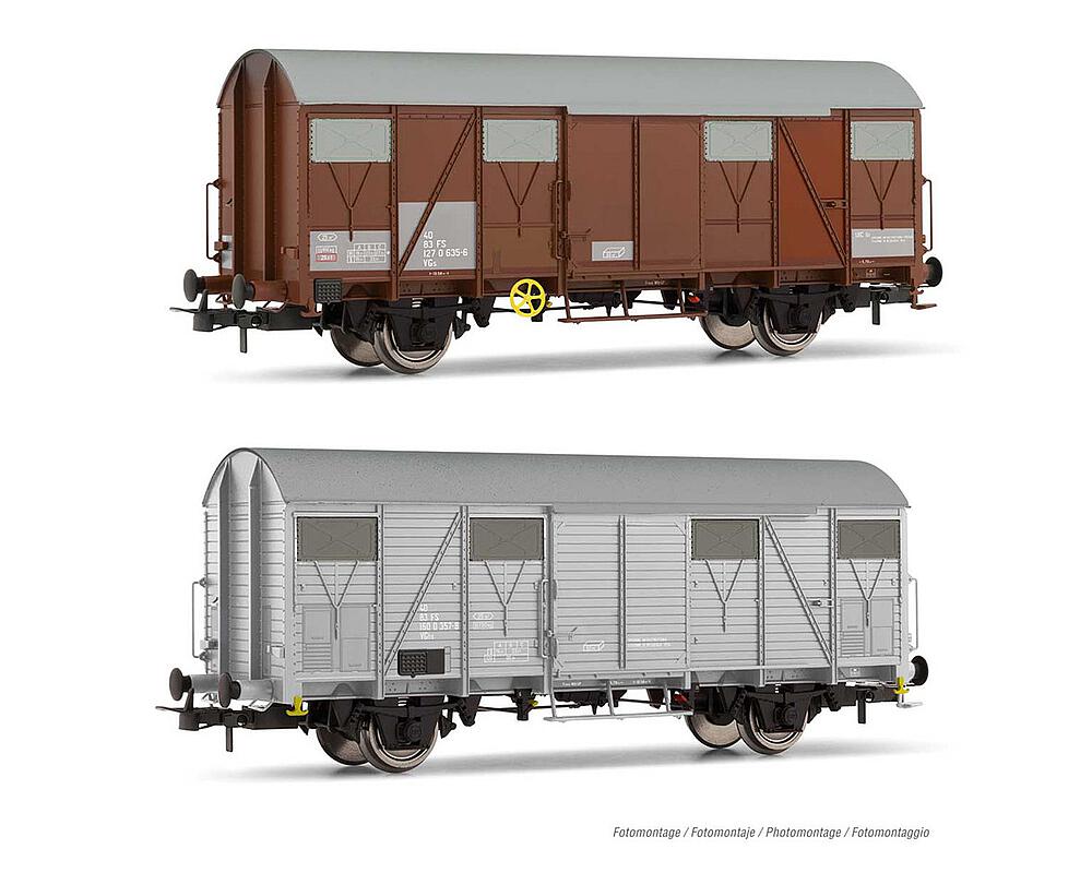 RIVAROSSI HR6508  1/87   FS, set de 2 voitures de service, marron et gris clair 