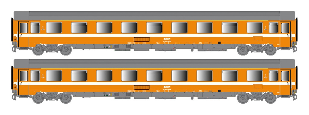 LS MODELS 40350 SET VSE A9u + VSE A9u, orange, bandeau blanc, toit gris, C1, avec air conditionné